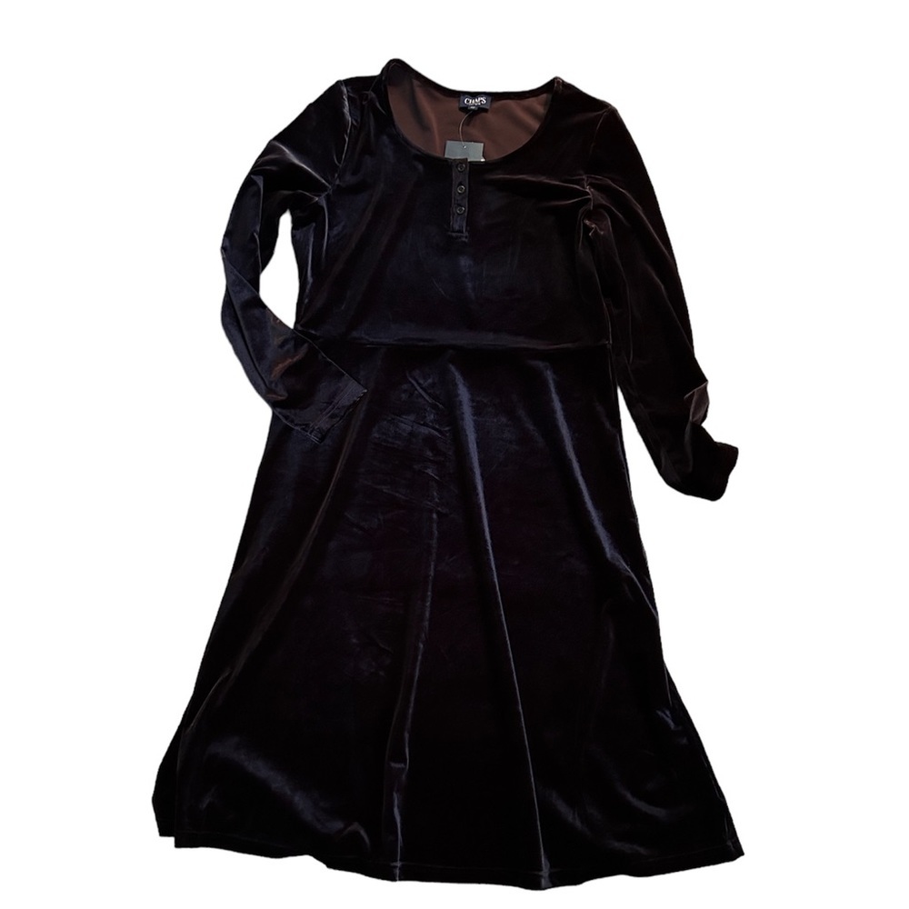Chaps Black Velvet Midi Dress